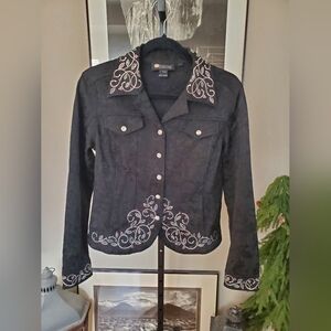 Christine Alexander Black Embellished Jean Jacket